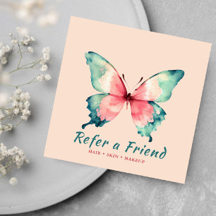 Carte De Référencement Aquarelle Papillon Élégant Blush Rose Salon