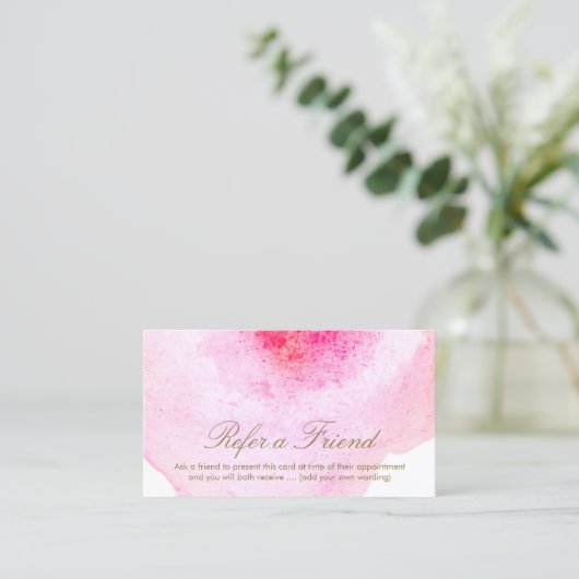 Carte De Référencement Aquarelle rose Abstrait - Référentiel client (Debout devant)