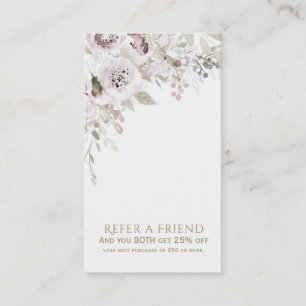 Carte De Référencement Aquarelle rose douce Élégante Florale Référer un a