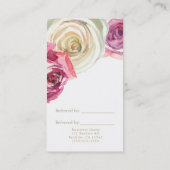 Carte De Référencement Aquarelle Rose rose blanc Flore recommander un ami (Dos)