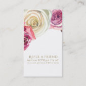 Carte De Référencement Aquarelle Rose rose blanc Flore recommander un ami (Devant)