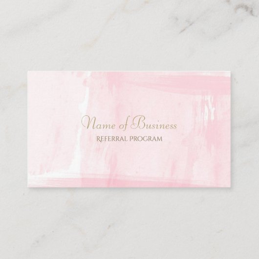 Carte De Référencement Aquarelle rose simple Elégant Or Texte de référenc (Dos)