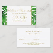Carte De Référencement Aquarelle Tropical Monstera Feuille aiguillage (Devant / Derrière)