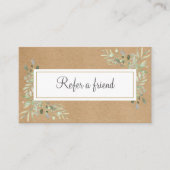 Carte De Référencement Aquarelle verte Rustique Kraft (Devant)