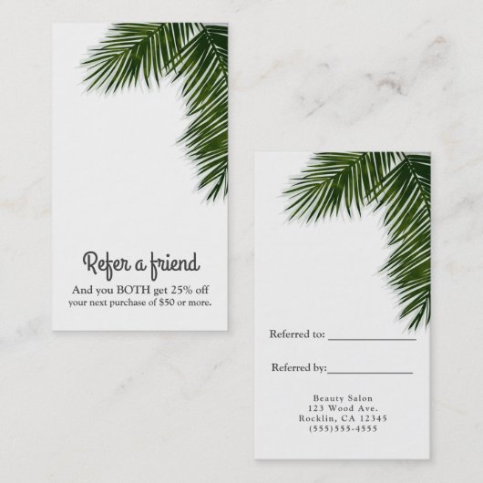 Carte De Référencement Arbre de palmier tropicale Élégant recommander un  (Devant / Derrière)