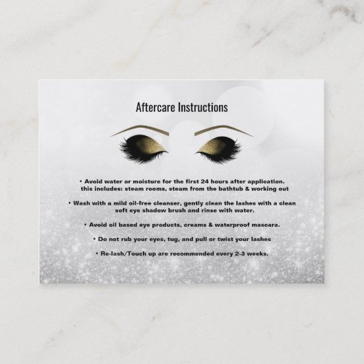 Carte De Référencement Argent Sparkle Lashes Référer Ami Aftercare (Dos)