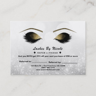 Carte De Référencement Argent Sparkle Lashes Référer Ami Aftercare