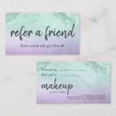 Carte De Référencement Artiste de maquillage élégant en marbre de parties (Devant / Derrière)