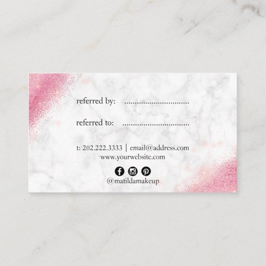 Carte De Référencement Artiste de maquillage en marbre parties scintillan (Dos)