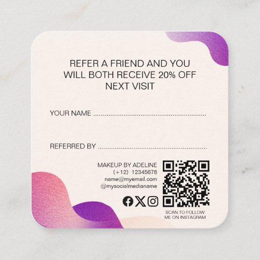 Carte De Référencement Artiste de maquillage moderne Blush Pink (Dos)