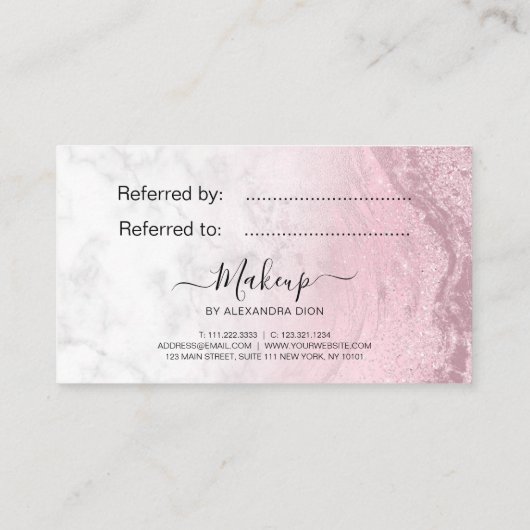 Carte De Référencement Artiste maquillage parties scintillant en marbre r (Dos)
