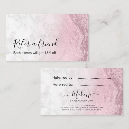 Carte De Référencement Artiste maquillage parties scintillant en marbre r (Devant / Derrière)