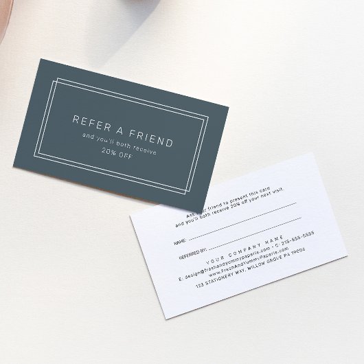 Carte De Référencement AVERY Bleu Nuit Foncé Double Cadre Réferer un Ami