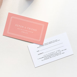 Carte De Référencement AVERY Minimal Blush Peach Corail Recommandez un am