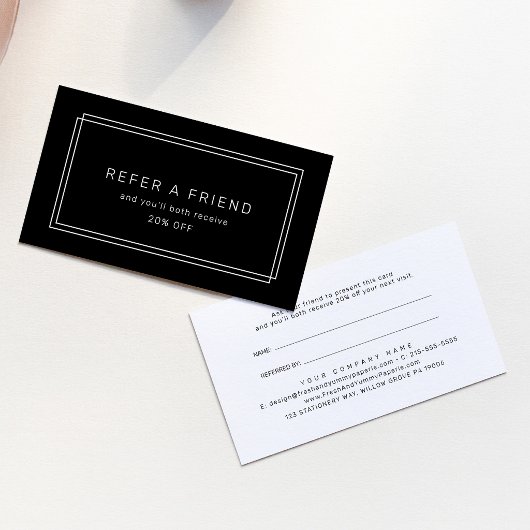 Carte De Référencement AVERY Moderne Cadre Double Noir Réferer un Ami