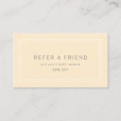 Carte De Référencement AVERY Simple Neutre Beurre Jaune Référez un Ami (Devant)