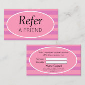 Carte De Référencement Bandes Classiques Rose et Violet Parrainez un Ami (Devant / Derrière)