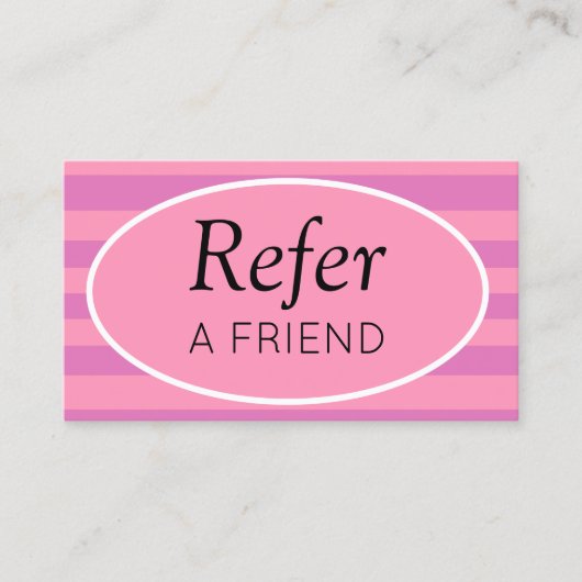 Carte De Référencement Bandes Classiques Rose et Violet Parrainez un Ami (Devant)