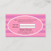 Carte De Référencement Bandes classiques rose et violet recommander un am (Dos)