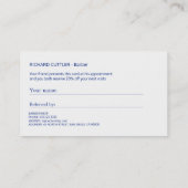 Carte De Référencement Barber marine blanche rayé moderne aiguillage (Dos)