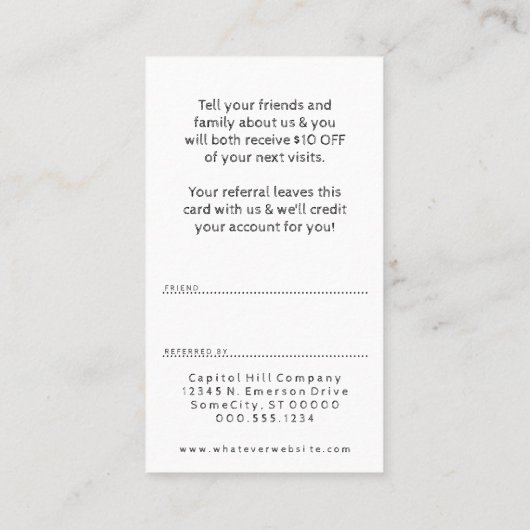 Carte De Référencement barbershop pole référer un ami (Dos)