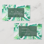 Carte De Référencement Beachy White Green Les Feuilles tropicaux aiguisen (Devant / Derrière)