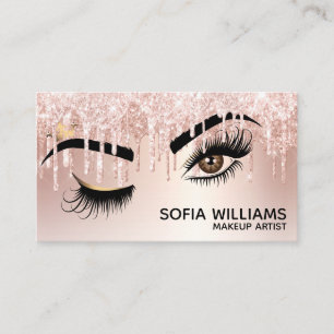 Carte De Référencement Beau oeil Brown Wink avec maquillage Couronne or