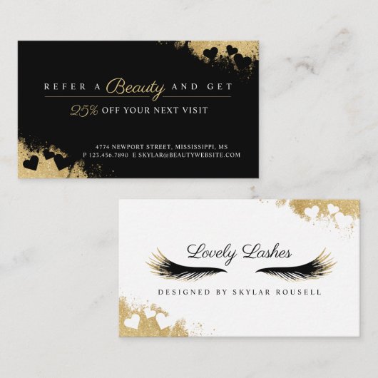 Carte De Référencement Beauté Or Dusted Mascara Oeil Lashes Luxueux (Devant / Derrière)