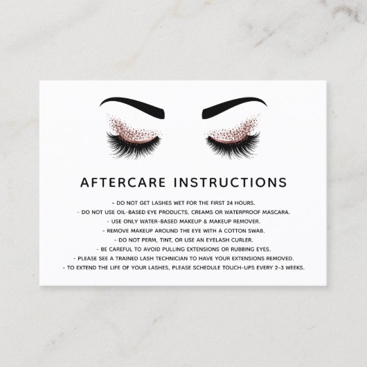 Carte De Référencement Belle parties scintillant or Rose OEil lashes (Devant)