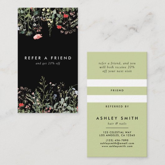 Carte De Référencement Black Fleur sauvage Meadow (Devant / Derrière)