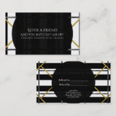 Carte De Référencement Black & Gold Chic Glam Geometric Référer un ami (Devant / Derrière)