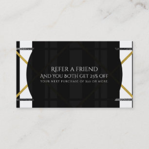 Carte De Référencement Black & Gold Chic Glam Geometric Référer un ami