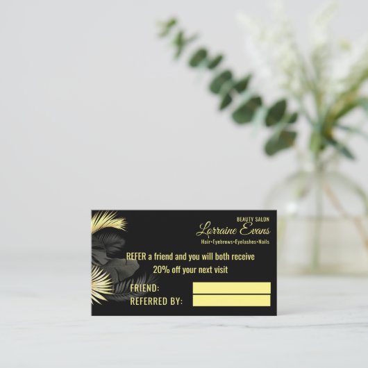 Carte De Référencement Black Gold Elegant (Debout devant)