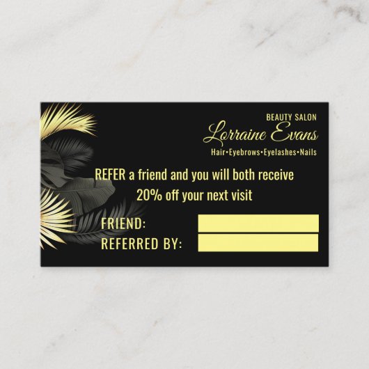 Carte De Référencement Black Gold Elegant (Devant)