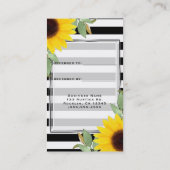 Carte De Référencement Black White Stripes Sunflowers Chic Référer un ami (Dos)