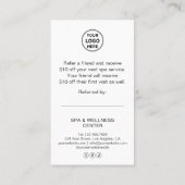 Carte De Référencement Blanc Massage Bien-être Spa Moderne (Dos)