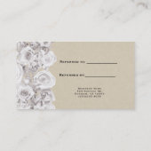 Carte De Référencement Blanc Rustique Roses d'hiver Kraft Floral Chic (Dos)