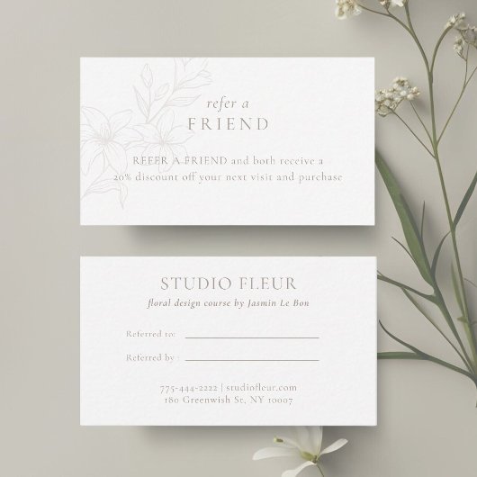Carte De Référencement BLANCHE | Boho minimal Floral moderne
