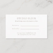 Carte De Référencement BLANCHE | Boho minimal Floral moderne (Dos)