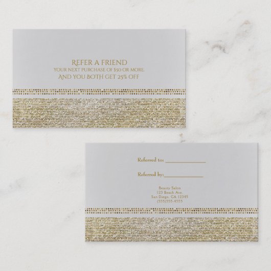 Carte De Référencement Blanche et étincelle Or Glam Bling recommander un (Devant / Derrière)