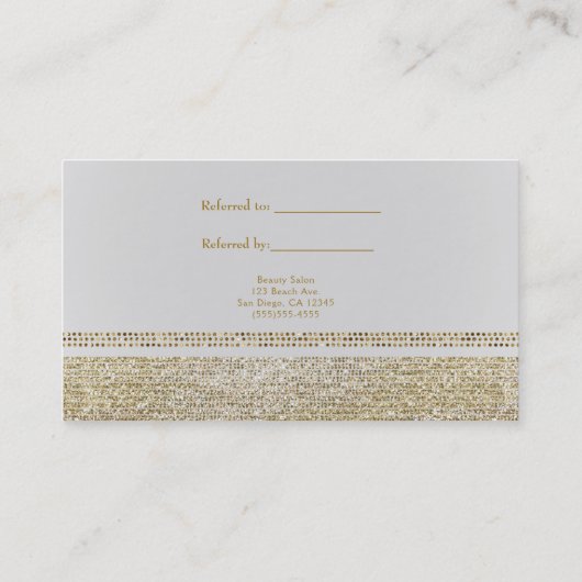 Carte De Référencement Blanche et étincelle Or Glam Bling recommander un (Dos)