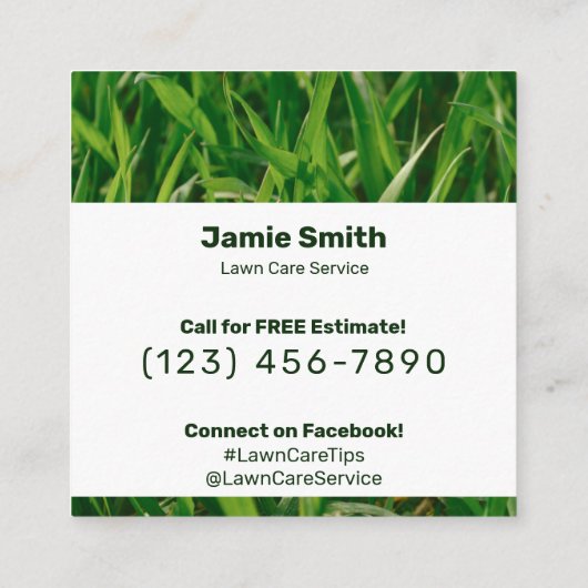 Carte De Référencement Blank, Writable Version, Editable Lawn Care (Dos)