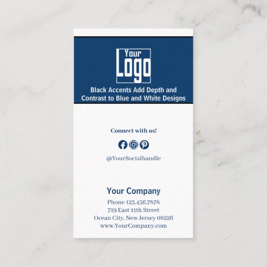 Carte De Référencement Bleu Bleu Bleu Noir Services QR Code B2B (Dos)