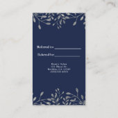 Carte De Référencement Bleu et argent botanique chic moderne parrainer un (Dos)