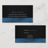 Carte De Référencement Bleu et noir, Glam moderne Sequins Recommandez un  (Devant / Derrière)