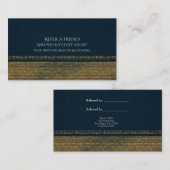 Carte De Référencement Bleu & Or Chic Sparkling Glam Référer un ami (Devant / Derrière)