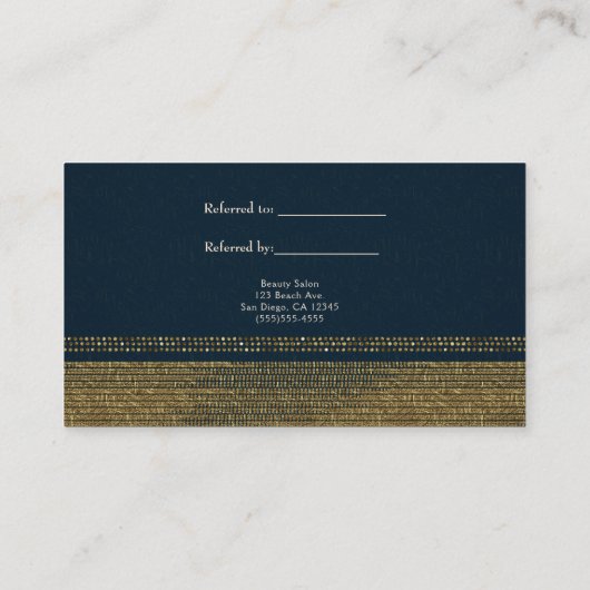 Carte De Référencement Bleu & Or Chic Sparkling Glam Référer un ami (Dos)