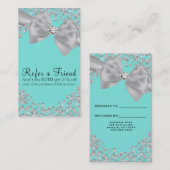 Carte De Référencement Blue Big White Bow Diamonds Référer un ami (Devant / Derrière)