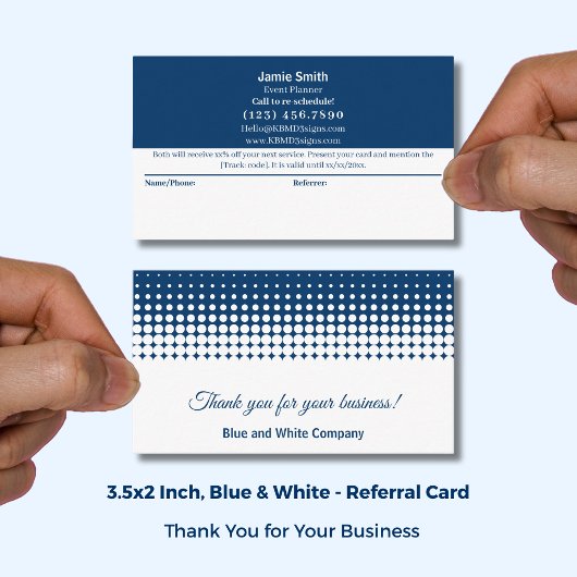 Carte De Référencement Blue et Blanc Combo Merci &