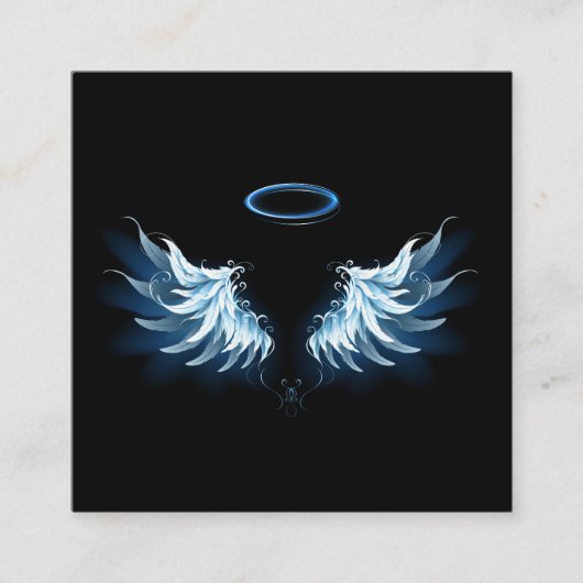 Carte De Référencement Blue Glowing Angel Wings on black background (Devant)